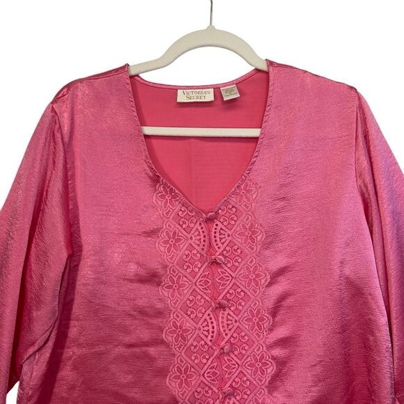 Vintage Victoria's Secret button up Vintage Gold Label PJ Top sz M - Picture 4 of 15